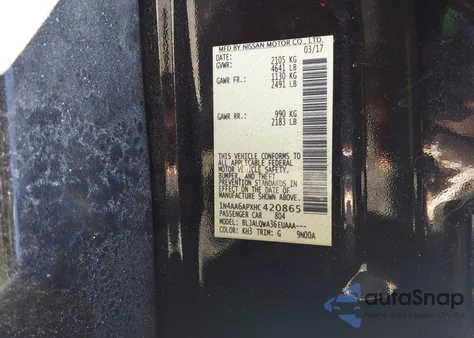 2017 Nissan Maxima 3.5 S z USA, uszkodzony, nr VIN 1N4AA6APXHC420865